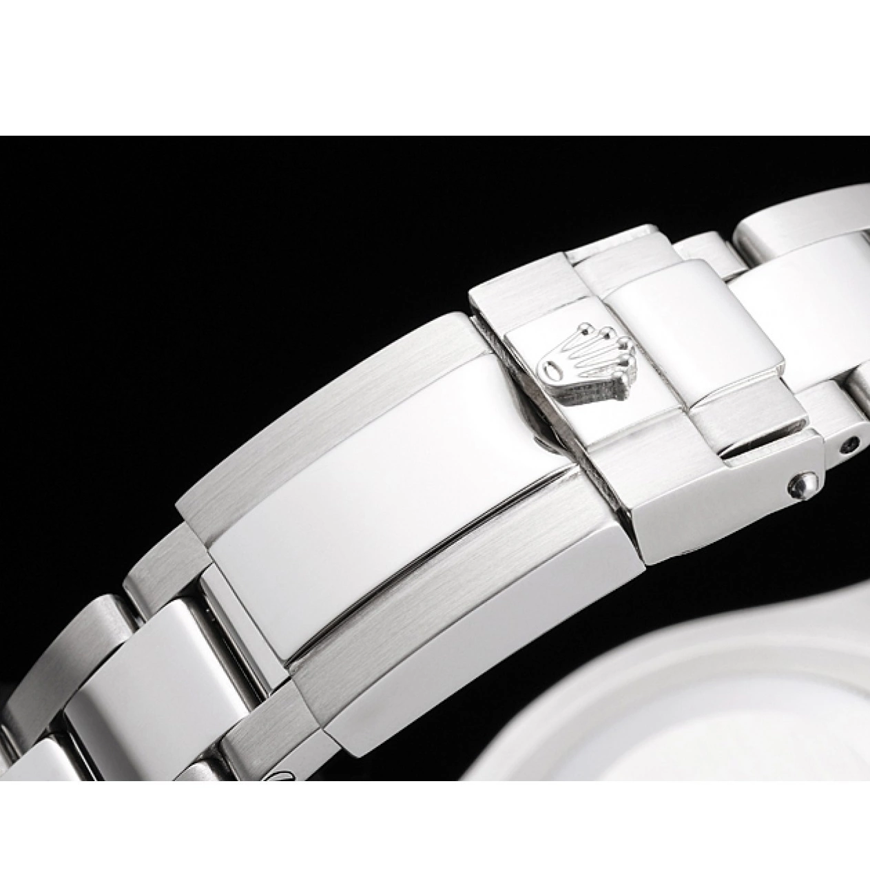 AAA replica watch Case Bracelet Dial Stainless Rolex Black Yacht-Master Swiss Steel And 0628